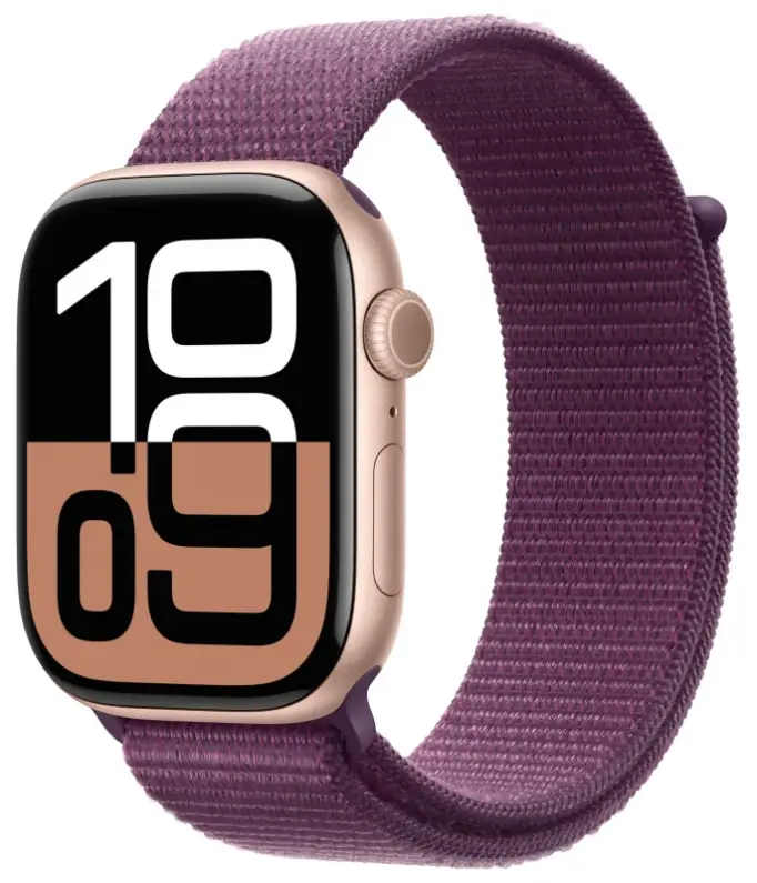 Apple Watch Series 10 46mm Rose Gold (тканевый ремешок цвета Plum без размера)