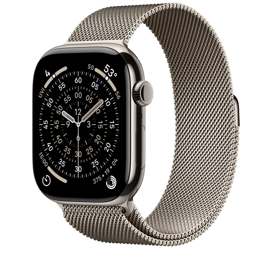 Apple Watch Series 11, 42 мм, корпус из титана цвета Натуральный титан, ремешок Milanese, цвет натуральный титан