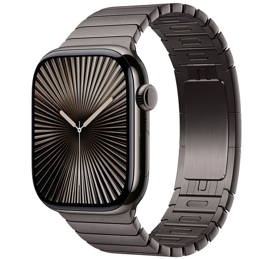 Apple Watch Series 10, 46 мм, корпус из титана цвета Пустынный титан, ремешок Стальной, цвет графит