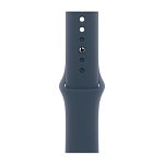 Apple Watch SE, 40 мм, корпус из алюминия цвета Серебро, ремешок спортивный, цвет светло синий, M/L