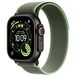 Apple Watch Ultra 3, 49 мм, корпус из титана цвета Чёрный (Black Titanium), ремешок Trail, цвет зеленый, S/M