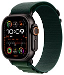 Apple Watch Ultra 2, 49 мм, корпус из титана цвета Чёрный (Black Titanium), ремешок Alpine, цвет зеленый, M