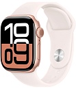 Apple Watch Series 10, 42 мм, корпус из алюминия цвета Розовое золото, ремешок спортивный, цвет румянец, S/M