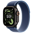Apple Watch Ultra 3, 49 мм, корпус из титана цвета Чёрный (Black Titanium), ремешок Trail, цвет синий, M/L