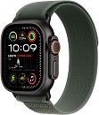 Apple Watch Ultra 2, 49 мм, корпус из титана цвета Чёрный (Black Titanium), ремешок Trail, цвет зеленый, M/L
