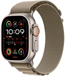Apple Watch Ultra 2, 49 мм, корпус из титана цвета Серый (Natural Titanium), ремешок Alpine, цвет оливковый, L