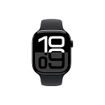 Apple Watch Series 10, 46 мм, корпус из алюминия цвета Чёрный глянец, ремешок спортивный, цвет чёрный (black titanium), S/M