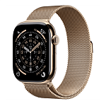 Apple Watch Series 11, 46 мм, корпус из титана цвета Золотой (Desert Titanium), ремешок Milanese, цвет золотой (desert titanium), M/L