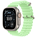 Apple Watch Ultra 3, 49 мм, корпус из титана цвета Серый (Natural Titanium), ремешок Ocean, цвет неоновый зелёный