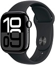 Apple Watch Series 10, 42 мм, корпус из алюминия цвета Чёрный глянец, ремешок спортивный, цвет чёрный (black titanium), M/L