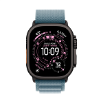 Apple Watch Ultra 3, 49 мм, корпус из титана цвета Чёрный (Black Titanium), ремешок Alpine, цвет светло синий, L