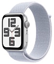 Apple Watch SE 2024 44мм Silver (тканевый бело-голубой ремешок без размера)