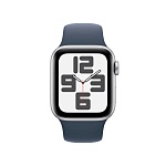 Apple Watch SE, 40 мм, корпус из алюминия цвета Серебро, ремешок спортивный, цвет светло синий, M/L
