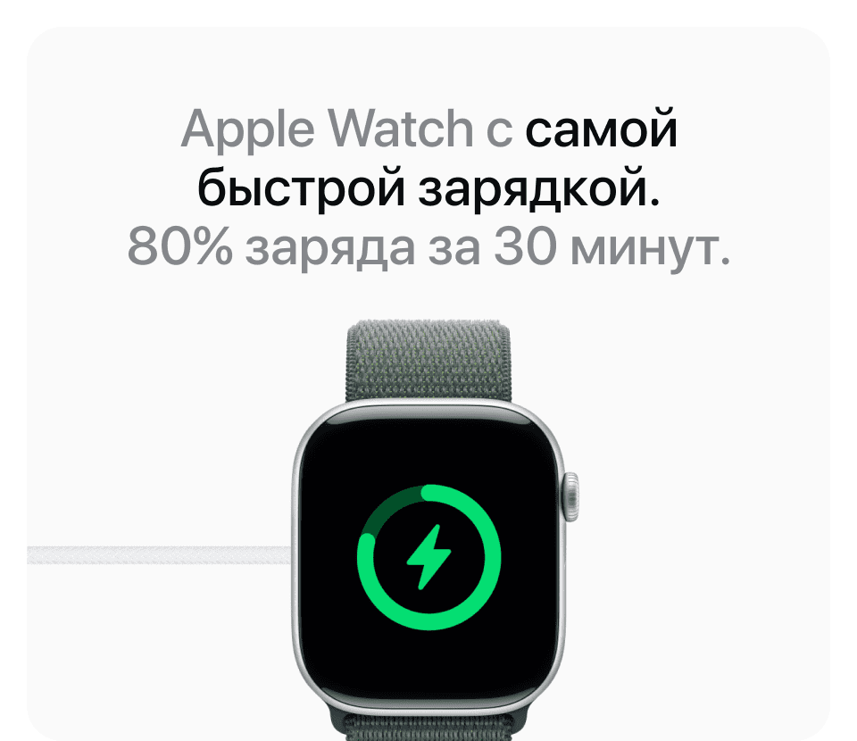 Apple Watch Series 10, 46 мм, корпус из алюминия цвета Чёрный глянец, ремешок спортивный, цвет чёрный (black titanium), S/M - 11
