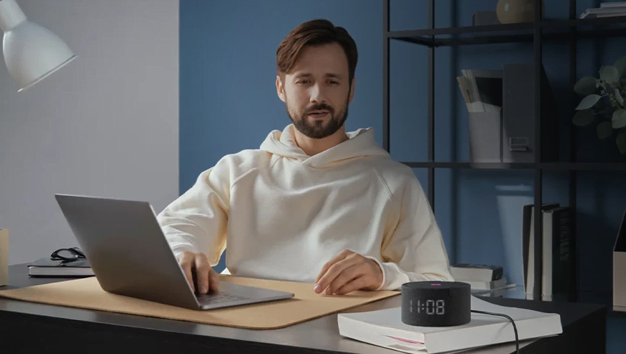 Умная колонка Яндекс Станция Мини 2 с часами, cерый опал №4